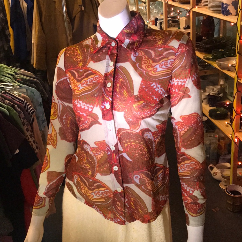 8-Track Butterfly Button Up Shirt hippy bohemian